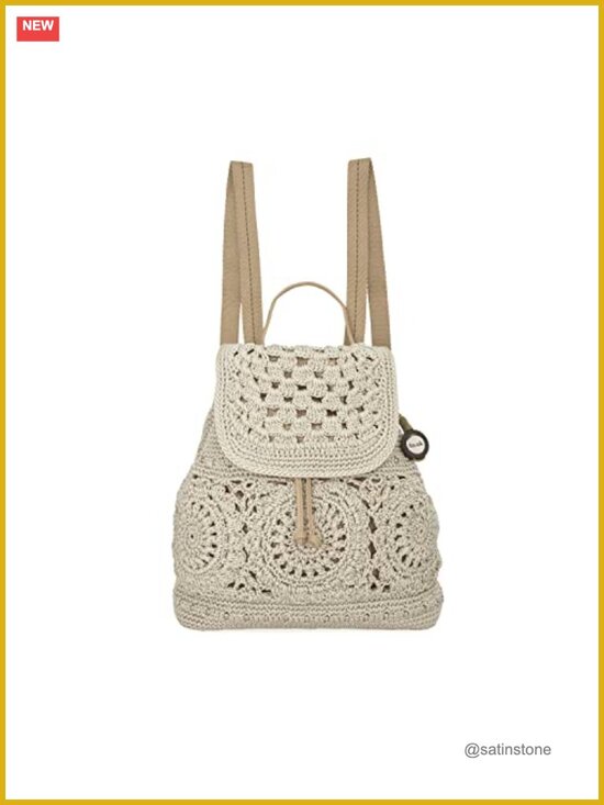 Hand Crochet Backpack - Convertible Daypack with Removable Straps